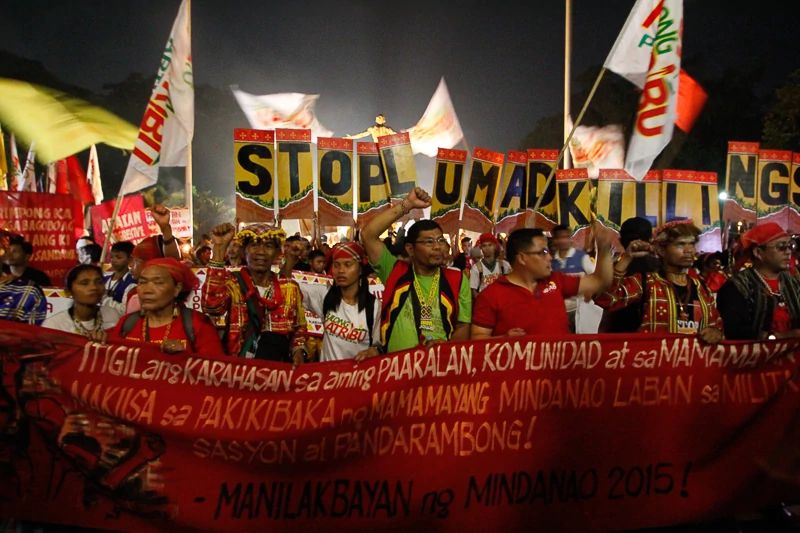 Indigenous groups from the Philippines protesting their right to life, land, and justice, resisting the abuses they face from the government and mining corporations. Photo: AC Dimatatac